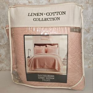 Levtex Home Linen Cotton King Quilt & 1 Euro Sham Blush